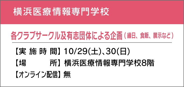 各クラブサークル及有志団体による企画（縁日、食販、展示など）